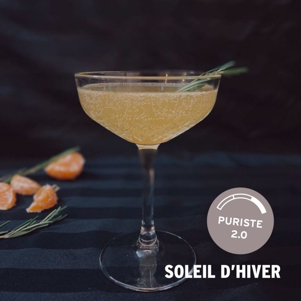 cocktail mousseux, mandarine, thym